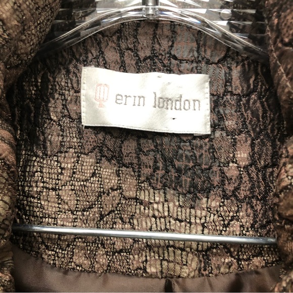 Erin London W Size M Lightweight Brown/Tan 3/4 Sleeve Crocodile Pattern Jacket - Picture 5 of 6
